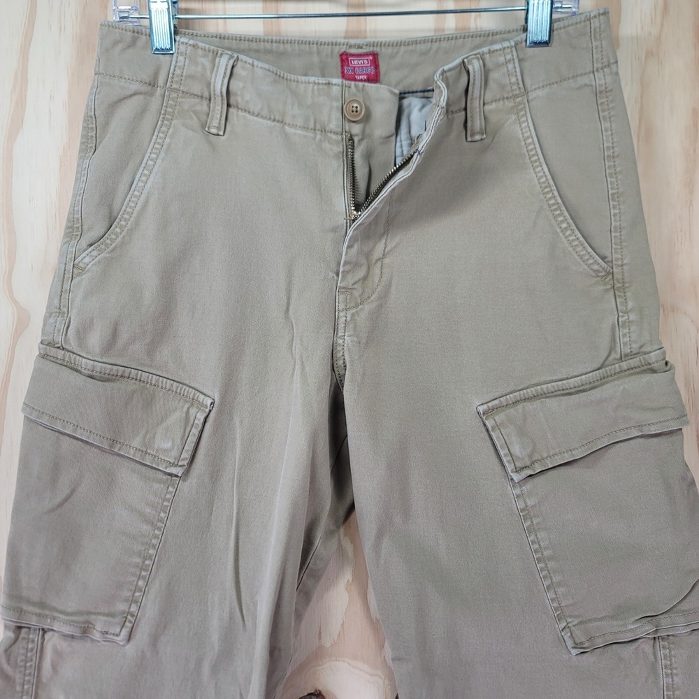 Levi's XX Cargo Taper Men 30x27.5 Khaki Excellent Tapered Stretch Pants - Picture 2 of 8